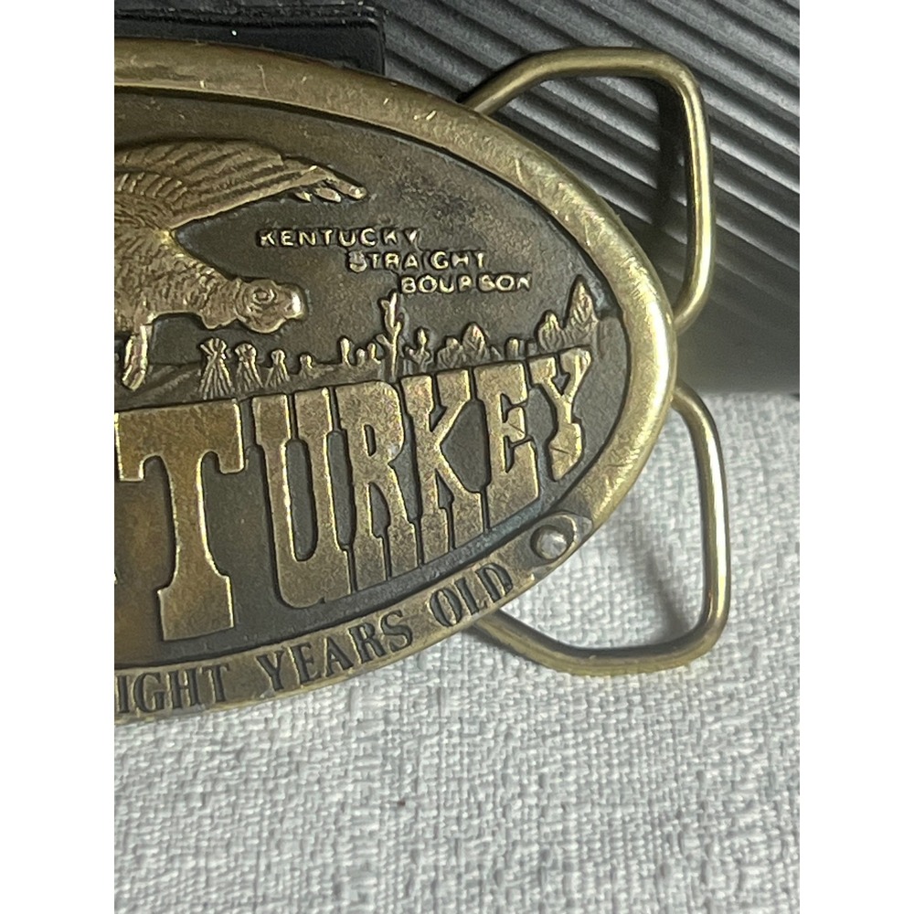Vintage 1974 Bergamot Brass Works Wild Turkey Bourbon Belt Buckle Austin Nichols